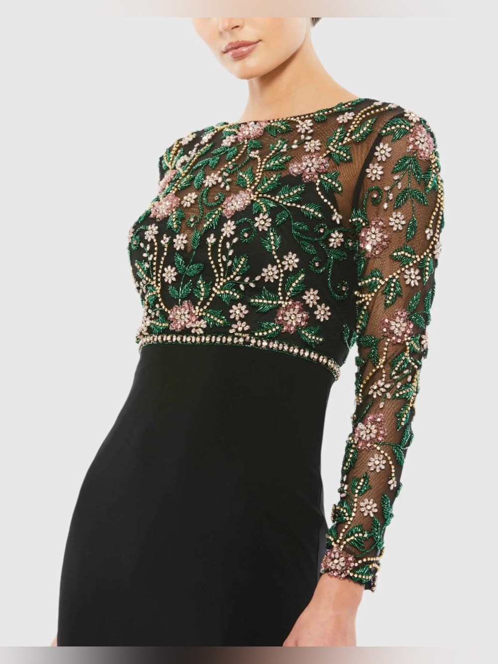 MAC DUGGAL
Black Beaded Illusion High Neck Trumpet Gown Size 8 - Picture 2 of 3